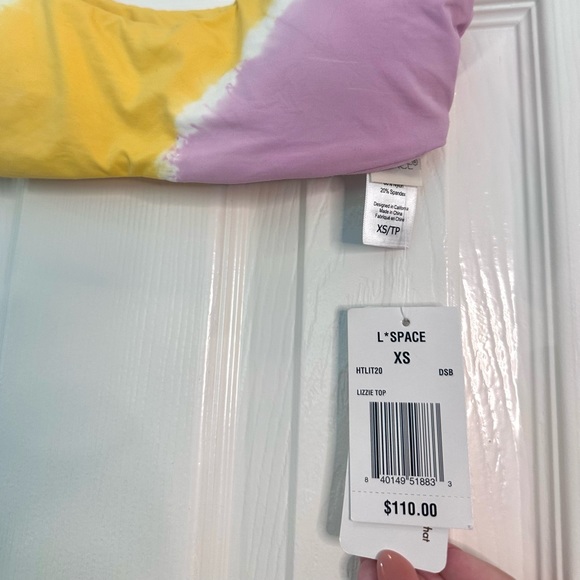 NWT L*Space Lizzie Tie Dye Bikini Top in Diagonal Sunburst, XS - Picture 3 of 3